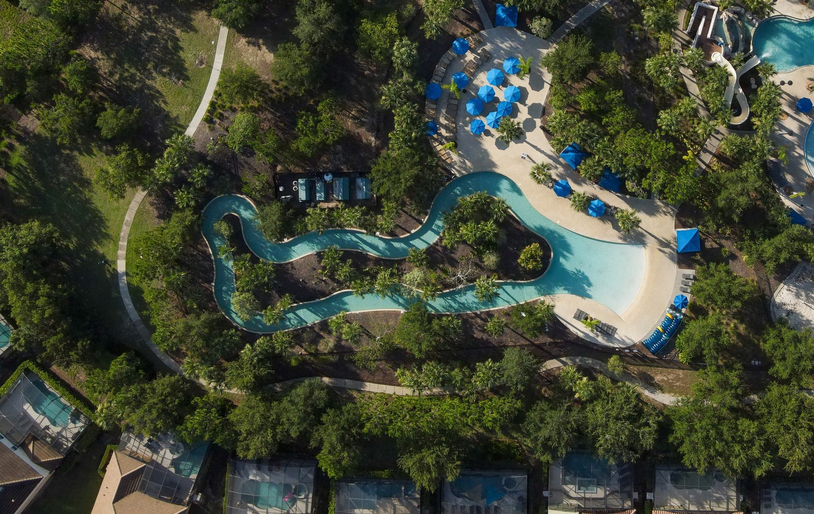 Solterra Resort pool and lazy river aerial view
